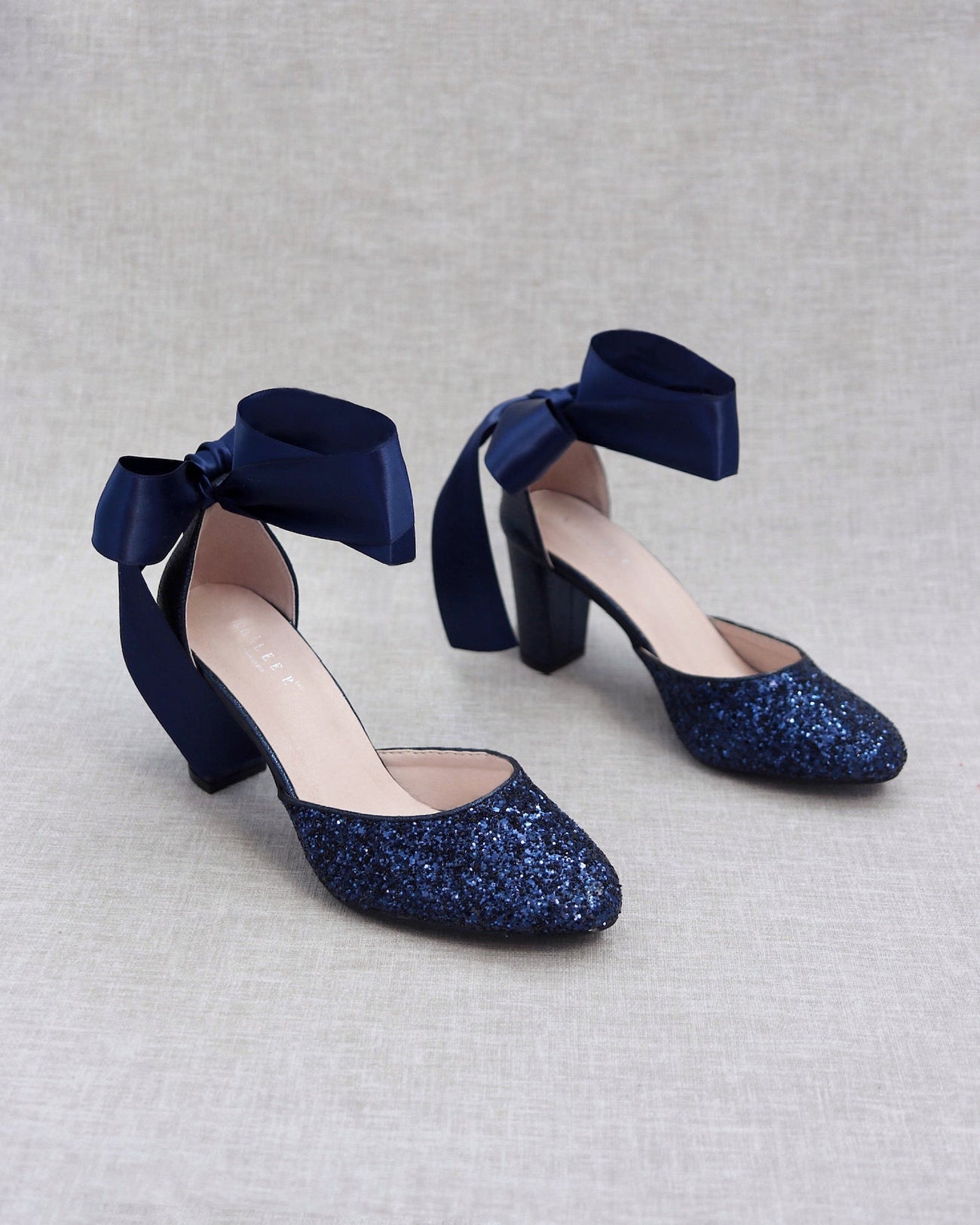 Rock Glitter Block Heel with Wrapped Satin Tie - Glamourous Grace