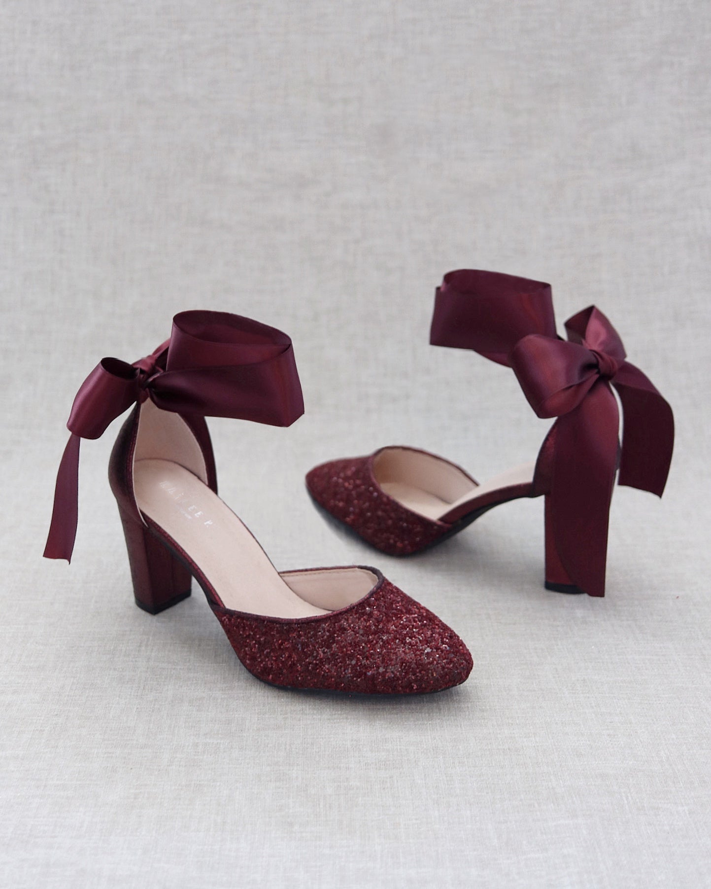 Rock Glitter Block Heel with Wrapped Satin Tie