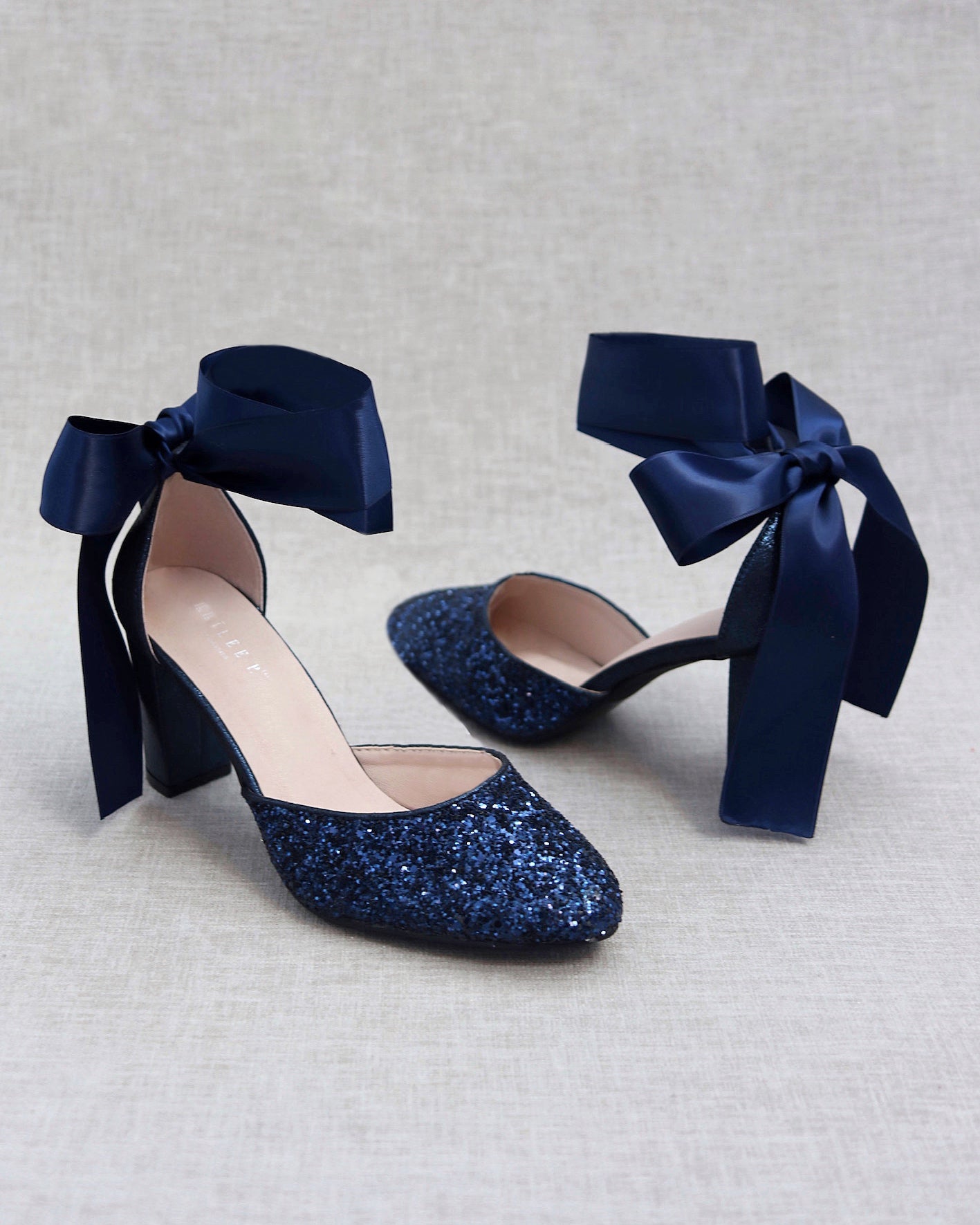 Rock Glitter Block Heel with Wrapped Satin Tie