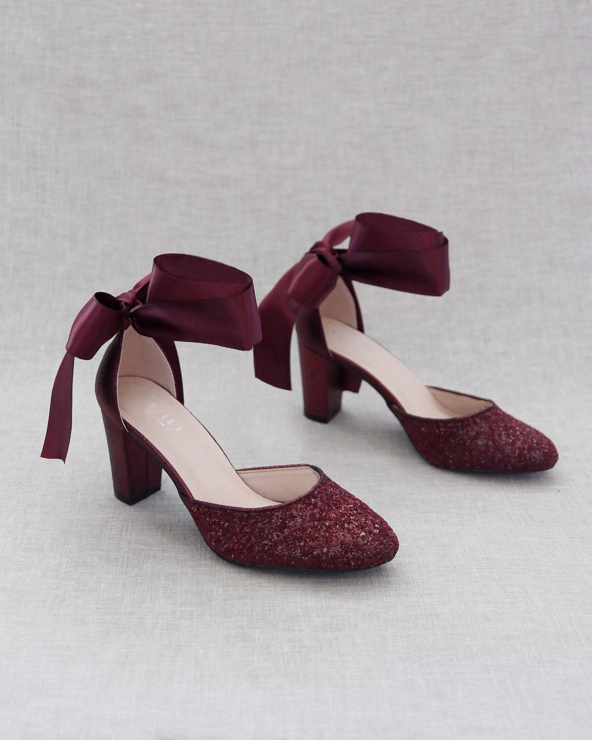 Rock Glitter Block Heel with Wrapped Satin Tie - Glamourous Grace