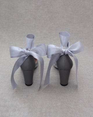 Rock Glitter Block Heel with Wrapped Satin Tie