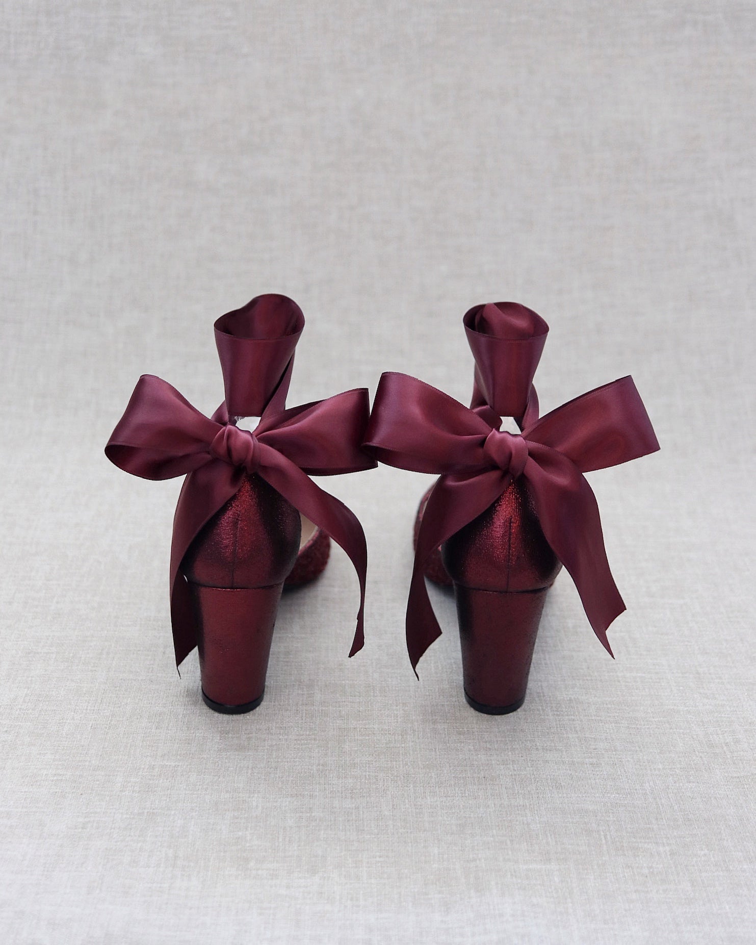 Rock Glitter Block Heel with Wrapped Satin Tie