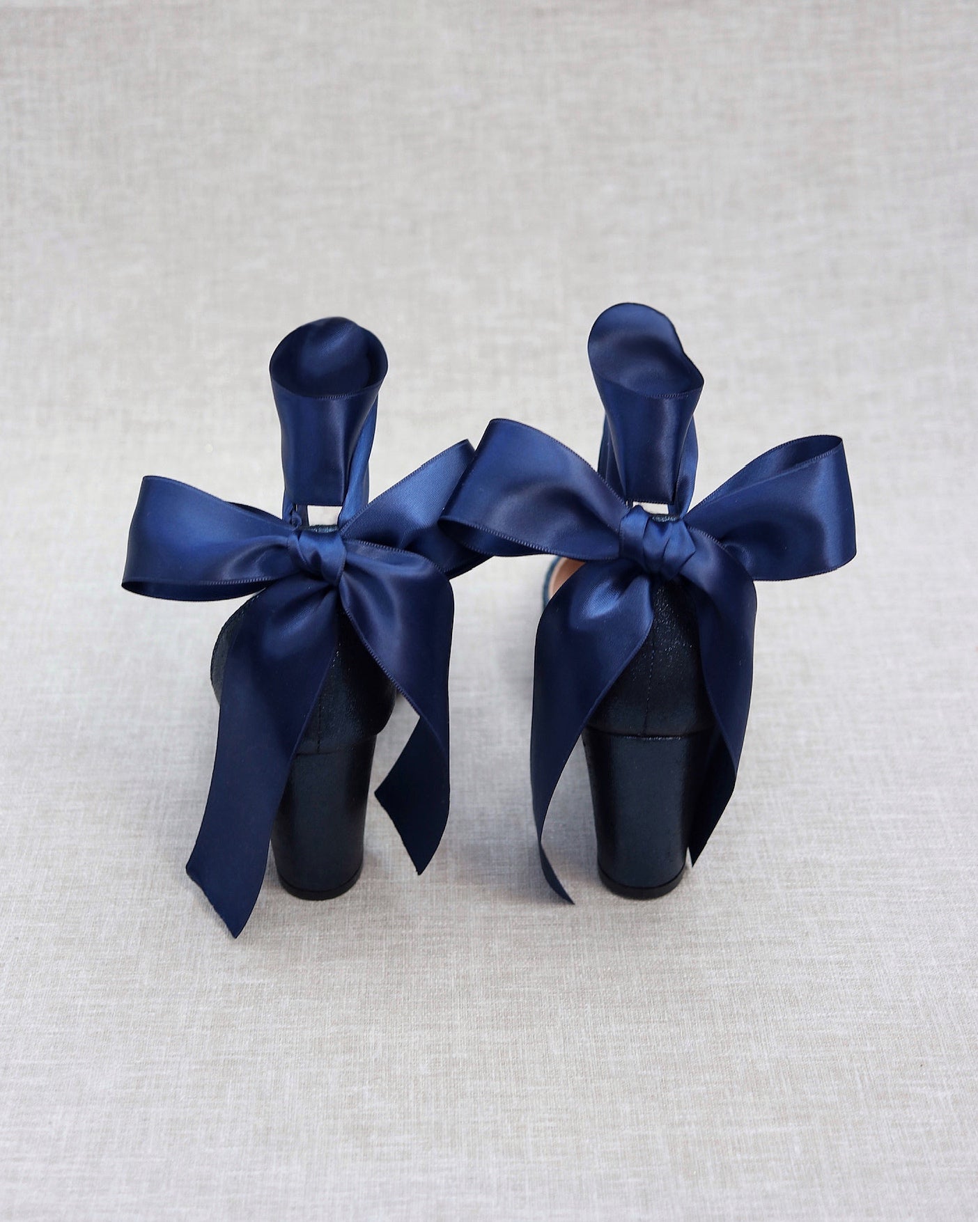 Rock Glitter Block Heel with Wrapped Satin Tie