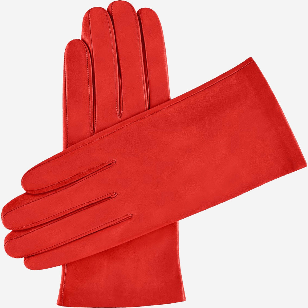 Sofia (red) - Italian lambskin leather gloves with silk lining - Glamourous Grace
