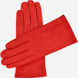 Sofia (red) - Italian lambskin leather gloves with silk lining - Glamourous Grace