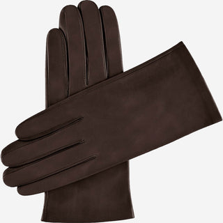 Sofia (dark brown) - Italian lambskin leather gloves with silk lining - Glamourous Grace