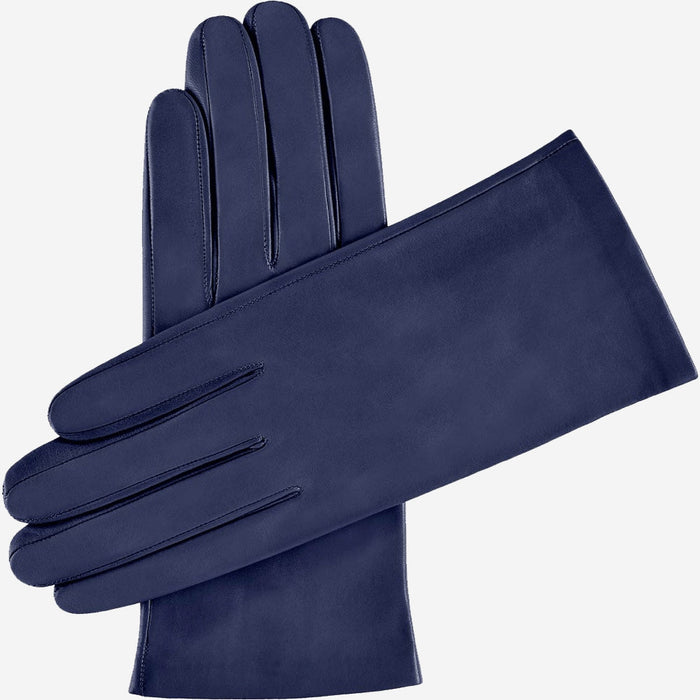 Sofia (navy blue) - Italian lambskin leather gloves with silk lining - Glamourous Grace