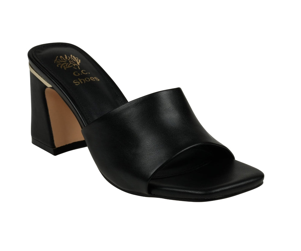 Women's Soho Black Square Toe Heeled Sandals - Glamourous Grace