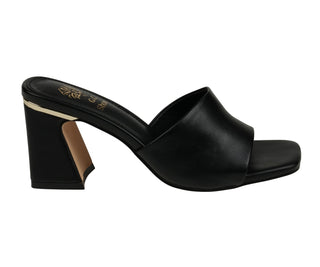 Women's Soho Black Square Toe Heeled Sandals