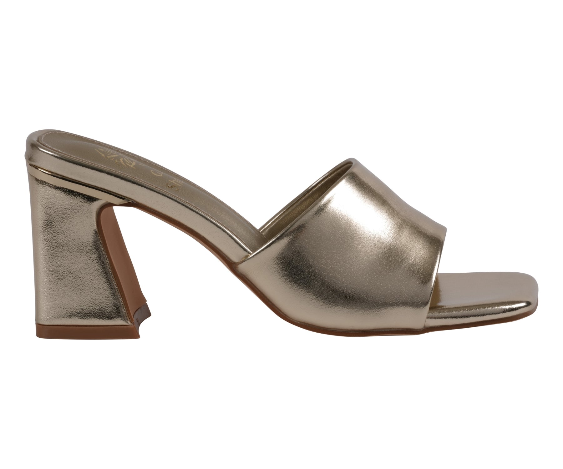 Women's Soho Gold Square Toe Heeled Sandals - Glamourous Grace