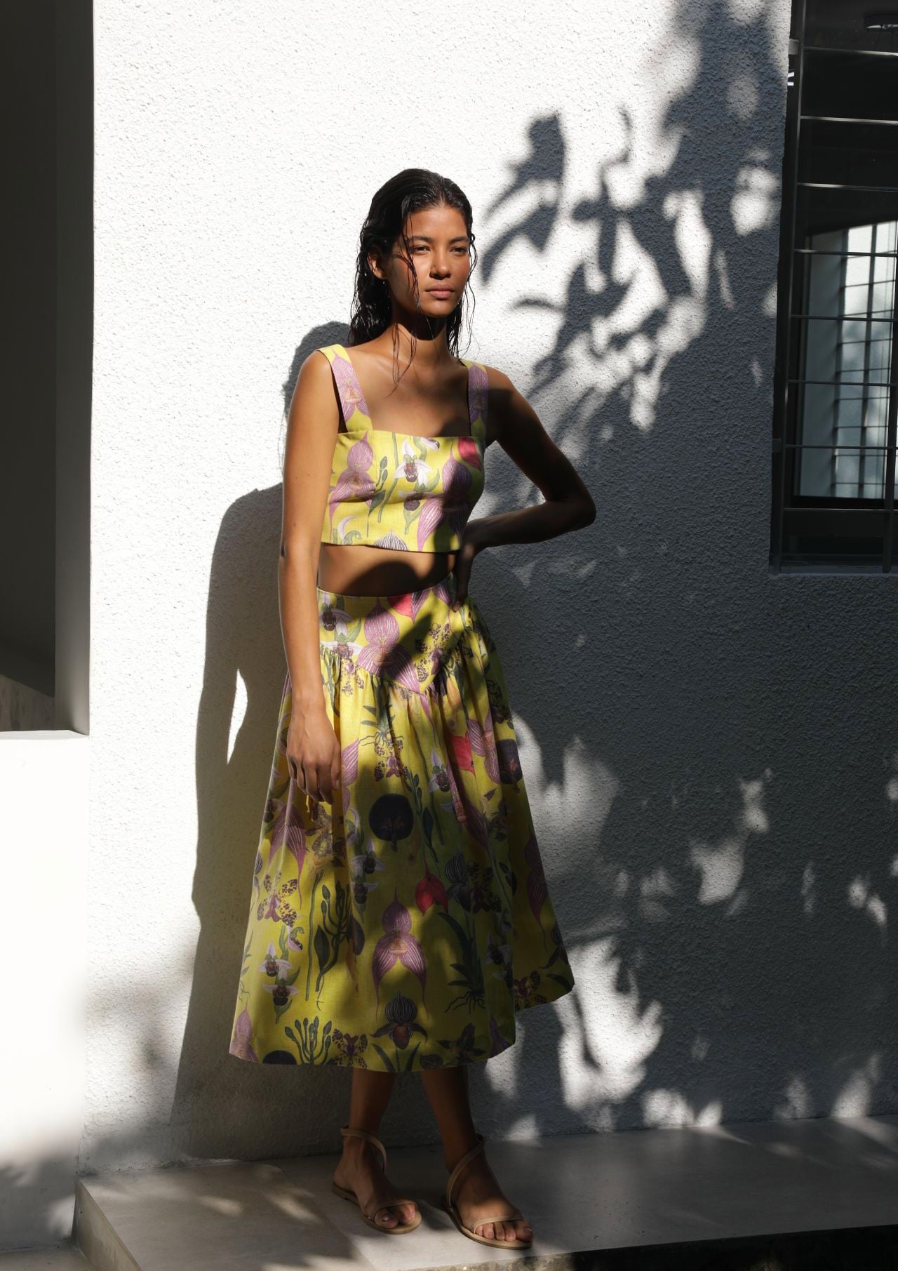 SOTAVENTO TOP IN BOTANICA YELLOW PRINT - Glamourous Grace