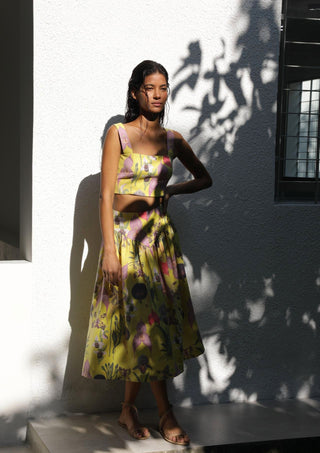 SOTAVENTO TOP IN BOTANICA YELLOW PRINT - Glamourous Grace