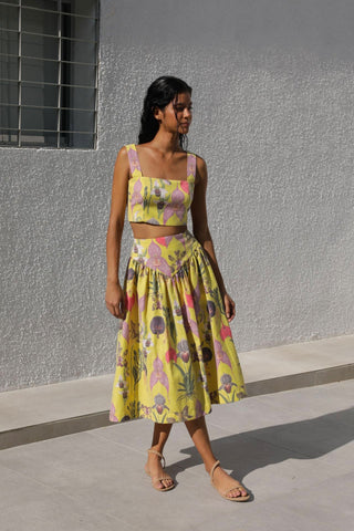 SOTAVENTO TOP IN BOTANICA YELLOW PRINT - Glamourous Grace