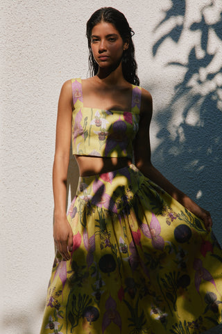 SOTAVENTO TOP IN BOTANICA YELLOW PRINT - Glamourous Grace