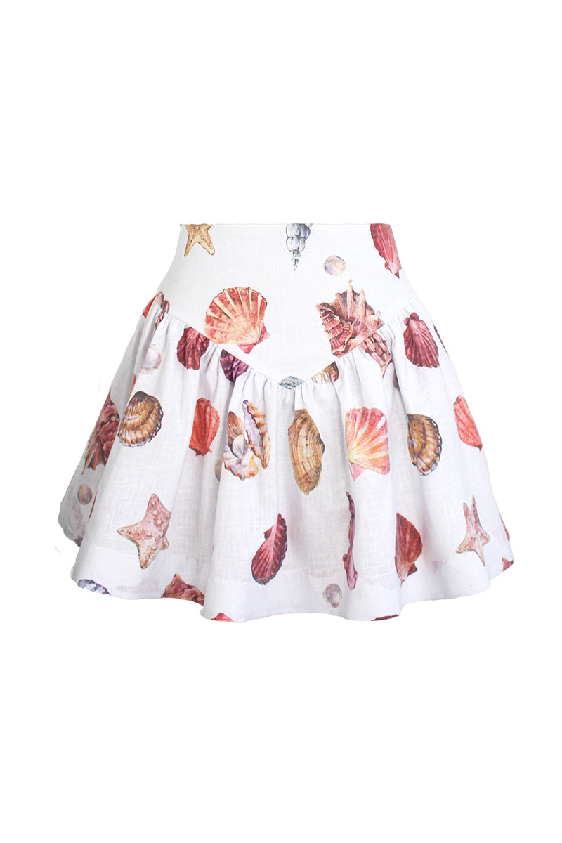SOTAVENTO MINI SKIRT IN CONCHITAS IN WHITE PRINT - Glamourous Grace
