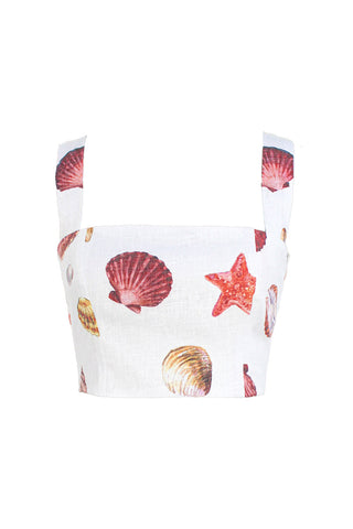 SOTAVENTO TOP IN CONCHITAS IN WHITE PRINT - Glamourous Grace