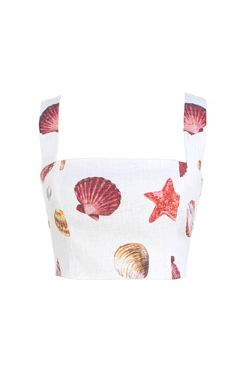 SOTAVENTO TOP IN CONCHITAS IN WHITE PRINT - Glamourous Grace