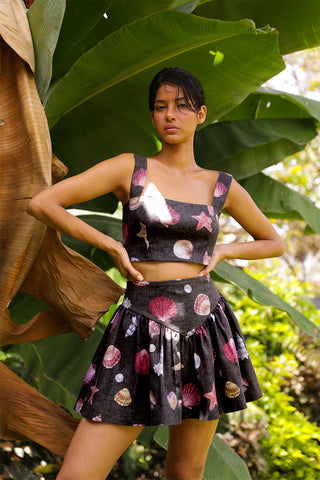 SOTAVENTO TOP IN CONCHITAS IN BLACK PRINT - Glamourous Grace