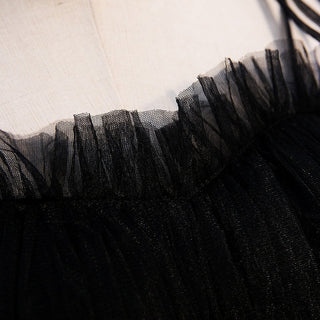 Spaghetti-straps Pleated bodice Ruffle Layered tutu soft tulle prom dress