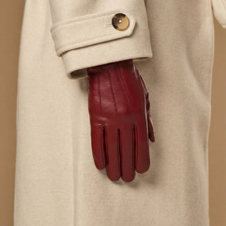 Stella (red) – Sheepskin leather gloves with ultra-warm fleece lining & touchscreen functionality - Glamourous Grace