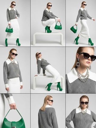 Striped Knit Sweater with Contrast Collar PETER PAN: New Colección COUTURE in NOLITA - BYMANYC ® New York
