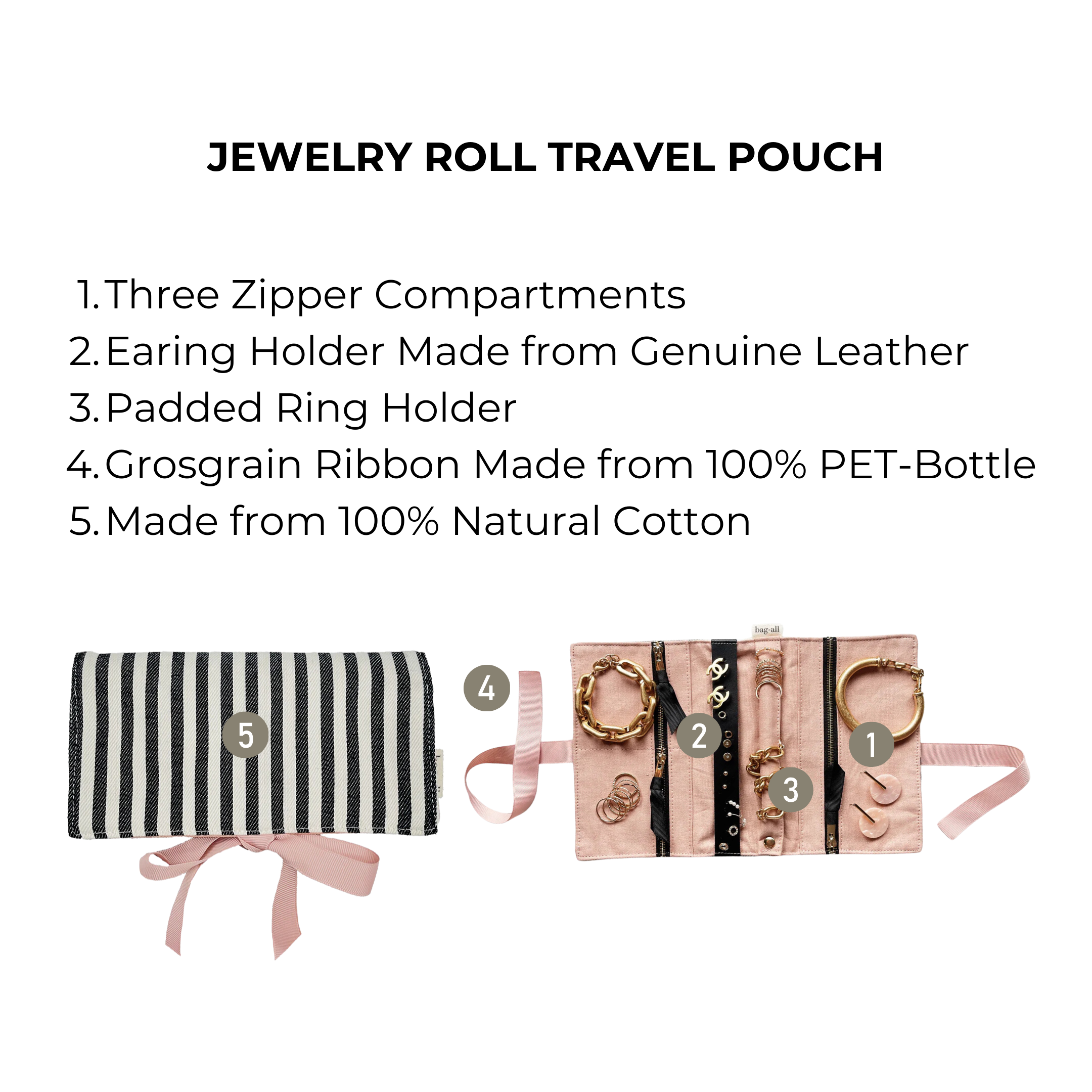 Couture Jewelry Roll, Medium – Striped - Glamourous Grace