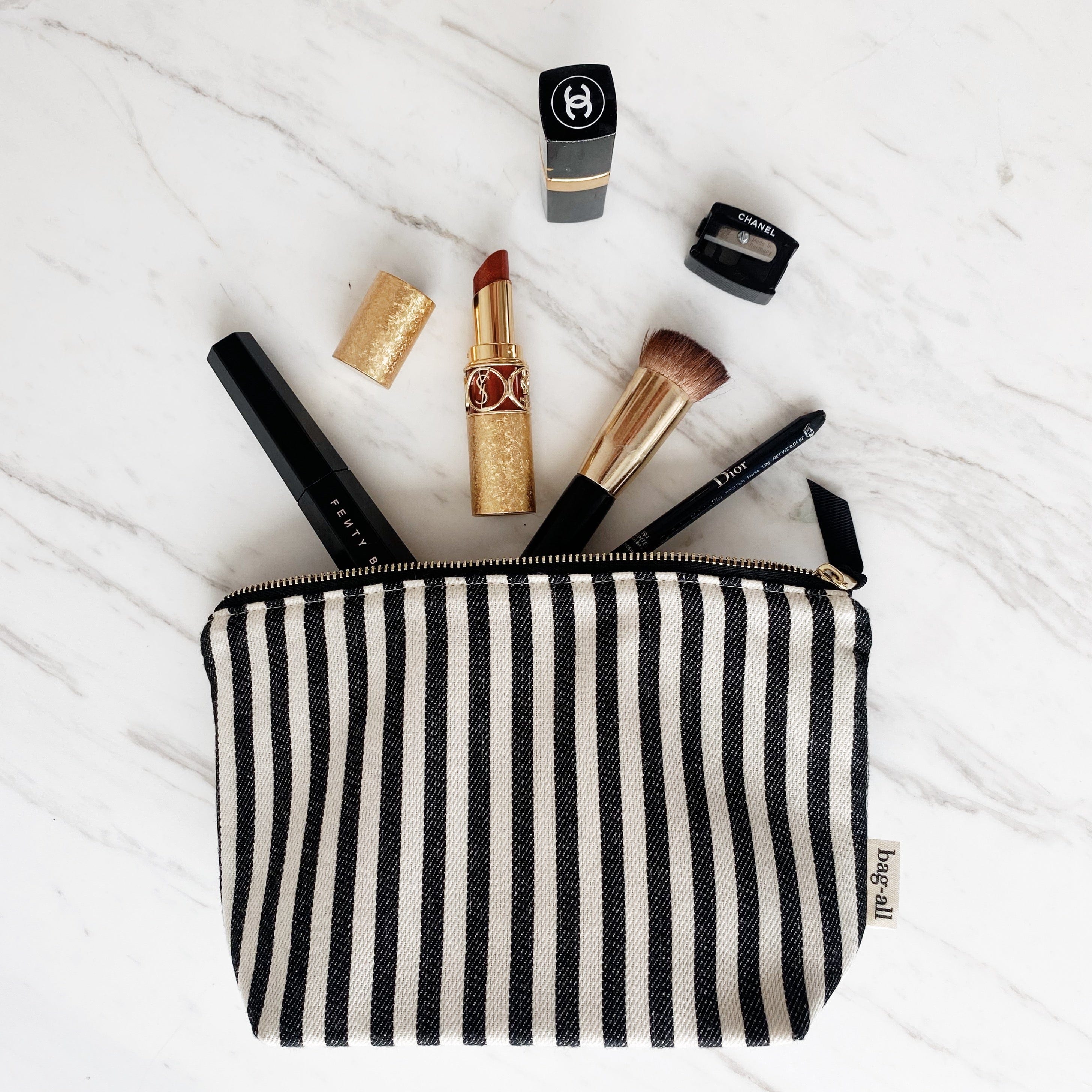 My Makeup Pouch, Coated Lining – Striped - Glamourous Grace