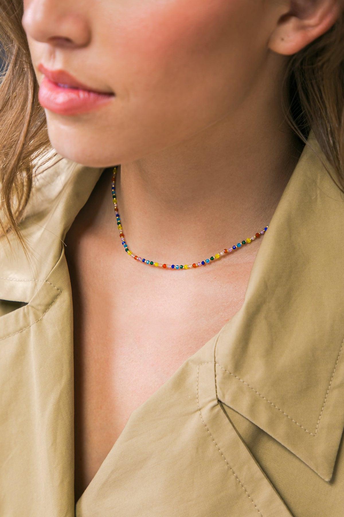 COLORED ENAMEL PEARL NECKLACE - Glamourous Grace