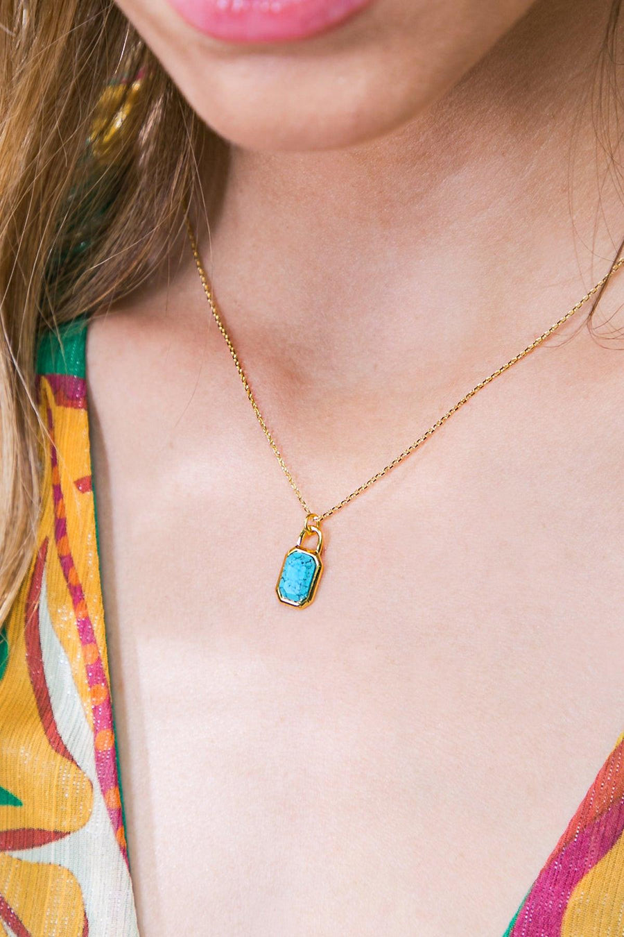 TURQUOISE SLICE PENDANT NECKLACE - Glamourous Grace
