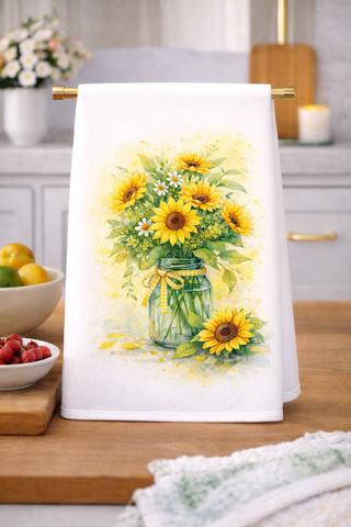 Sunflowers in a Mason Jar Kitchen Towel