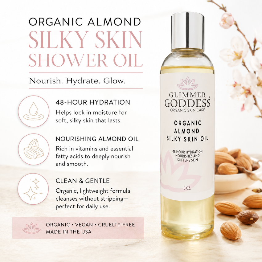 Organic Sweet Almond Silky Skin Oil – 48 Hour Hydration - Glamourous Grace
