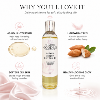 Organic Sweet Almond Silky Skin Oil – 48 Hour Hydration - Glamourous Grace