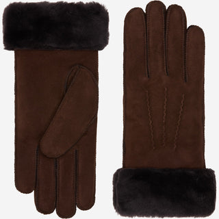 Sydney (brown) – Suede leather gloves with luxurious sheep fur lining - Glamourous Grace