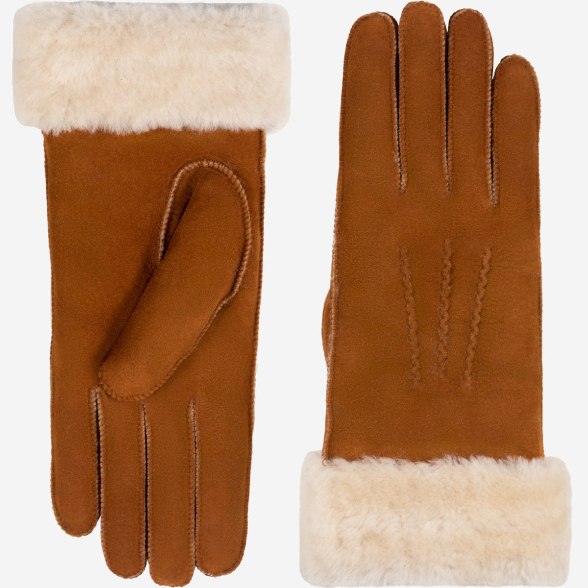 Sydney (camel) – Suede leather gloves with luxurious sheep fur lining - Glamourous Grace