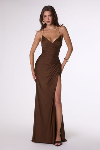 Amoris T102 Long Fitted Sexy Evening Gown Open Back Slit
