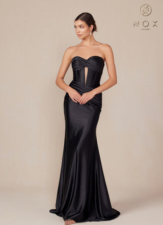 Nox Anabel T1500 Dress Satin Strapless Floor Length Keyhole Bodice