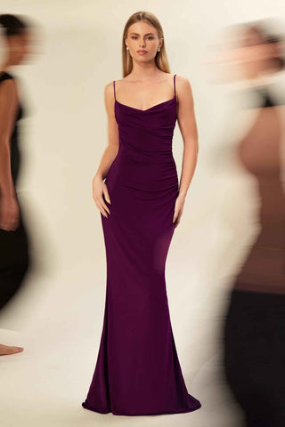 Astee T2008W Fitted Spaghetti Strap Open Back with Lace Detail Gown
