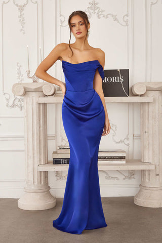 Amoris T727 One Shoulder Fitted Stretch Satin Mermaid Dress