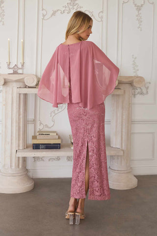 Amoris T906 Sequin Lace Gown Detachable Sheer Cape Overlay - Glamourous Grace