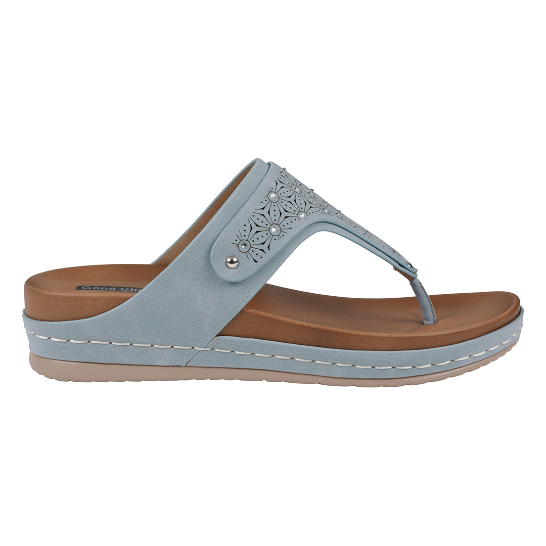 Women's Tani Royal Blue Thong Wedge Sandals - Glamourous Grace