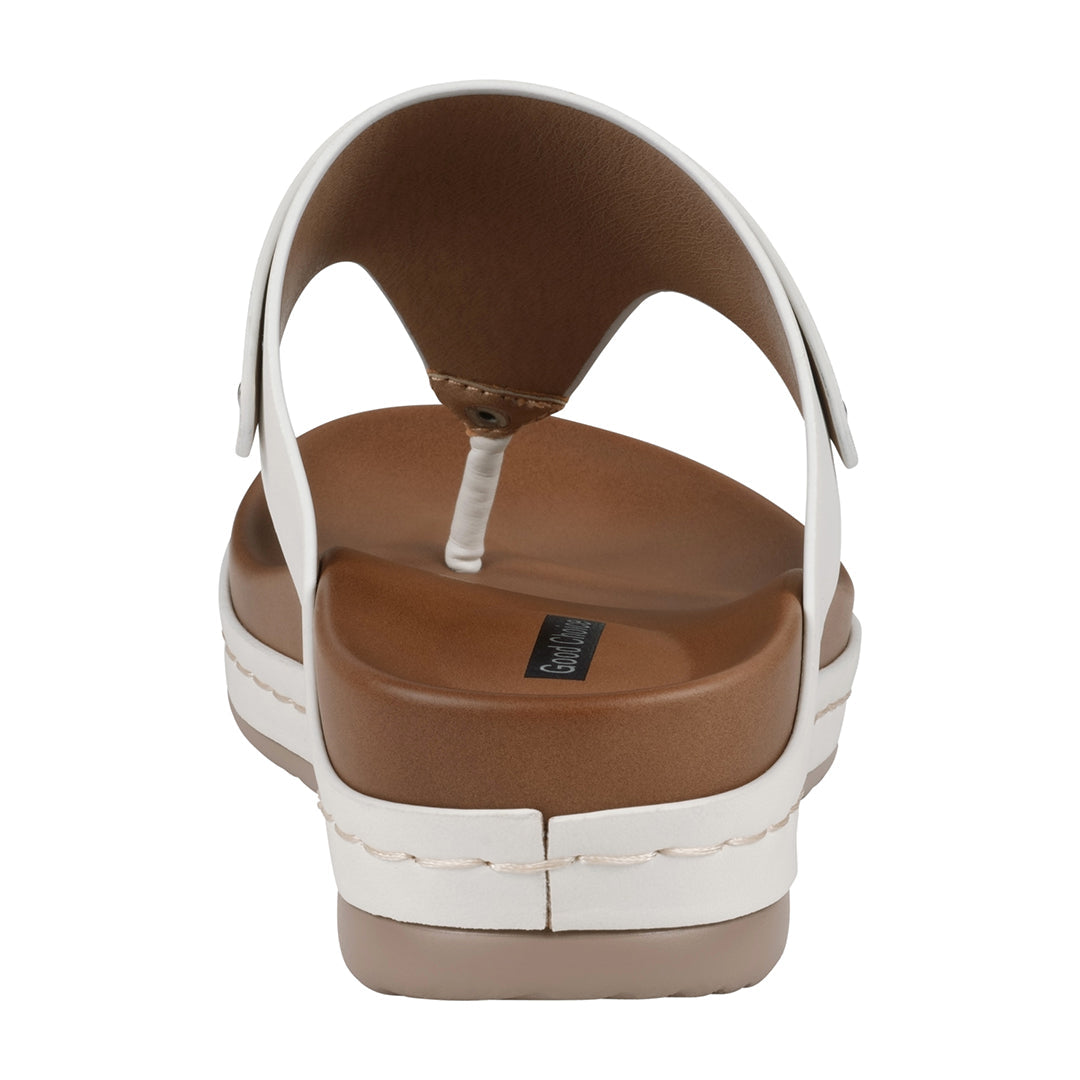 Women's Tani White Thong Wedge Sandals - Glamourous Grace