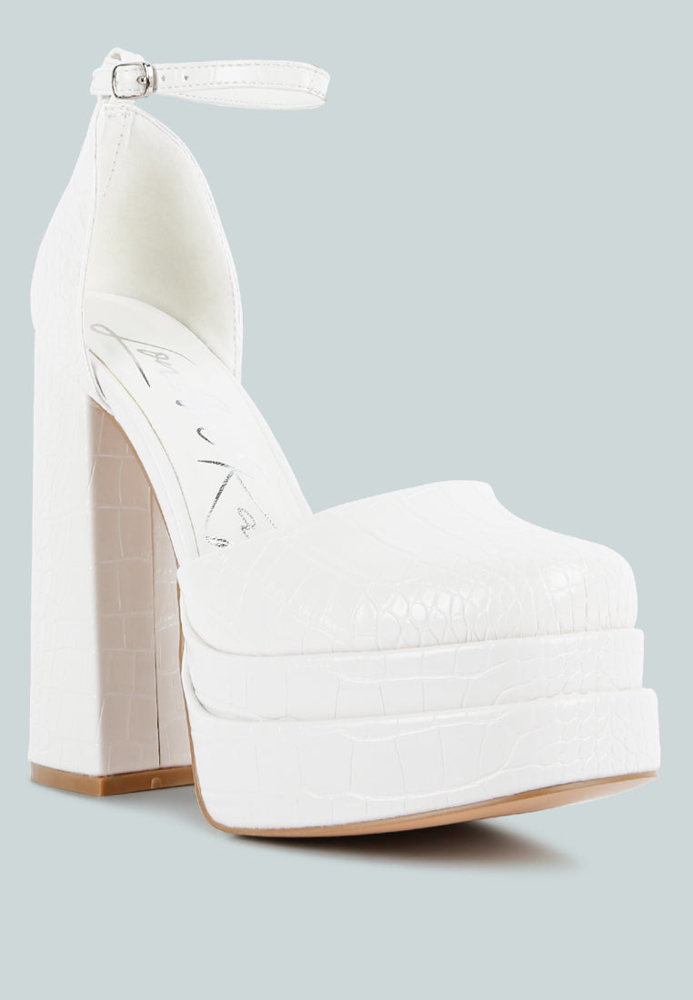 Tempt Me Croc Textured High Block Heel Sandals - Glamourous Grace