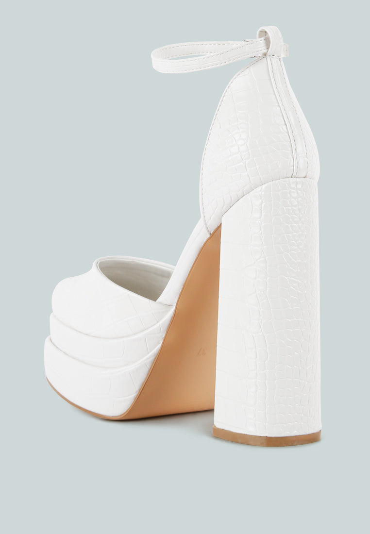Tempt Me Croc Textured High Block Heel Sandals - Glamourous Grace