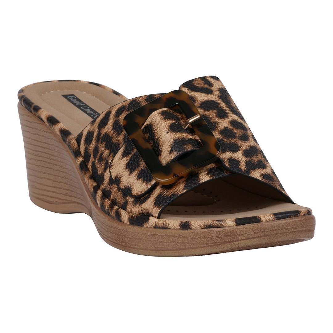 Women's Teri Leopard Wedge Sandals - Glamourous Grace