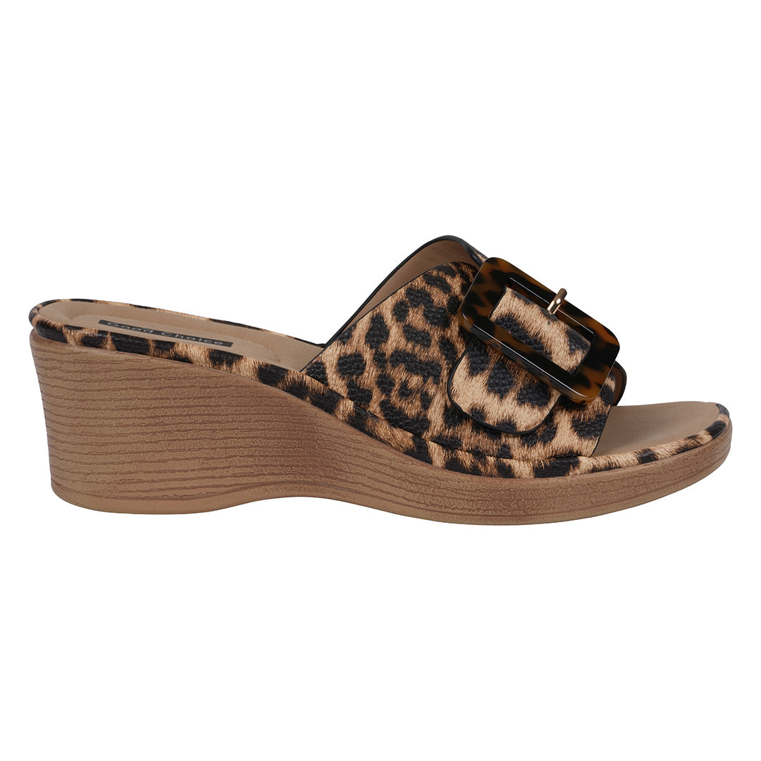 Women's Teri Leopard Wedge Sandals - Glamourous Grace
