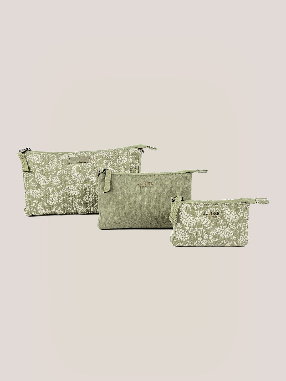 Sazan + JuJuBe 3-piece Pouch Clutch Purse Set - Paisley Floral - Glamourous Grace