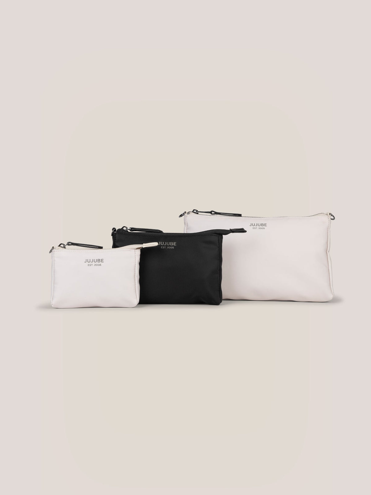 Witney Carson 3-piece Pouch Set - Cloud & Black - Glamourous Grace