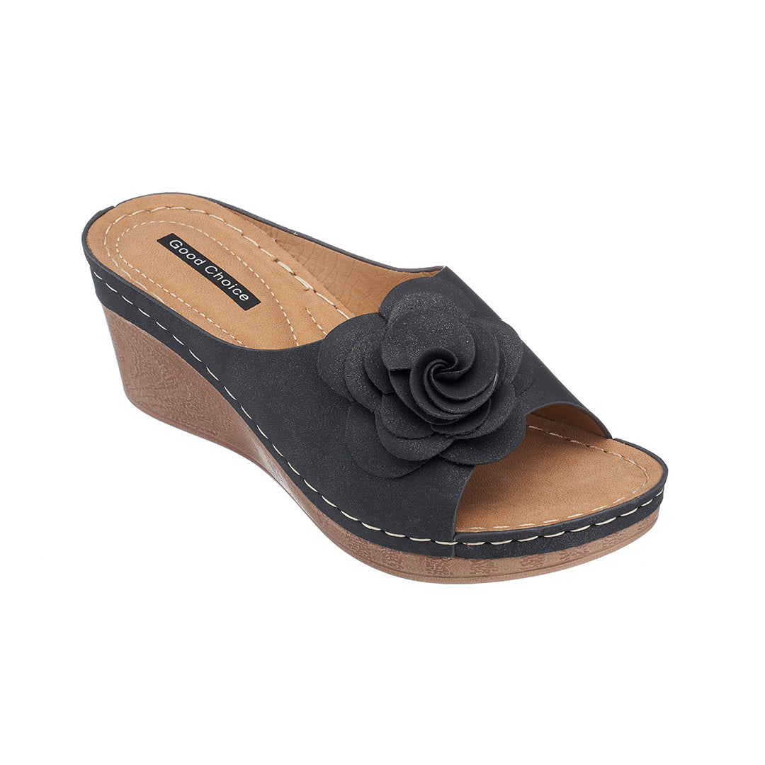 Women's Tokyo Black Wedge Sandals - Glamourous Grace