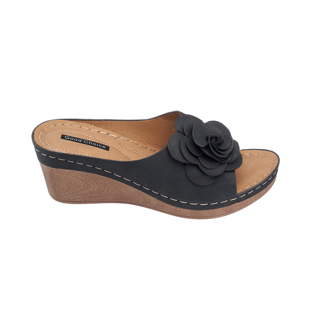 Women's Tokyo Black Wedge Sandals - Glamourous Grace