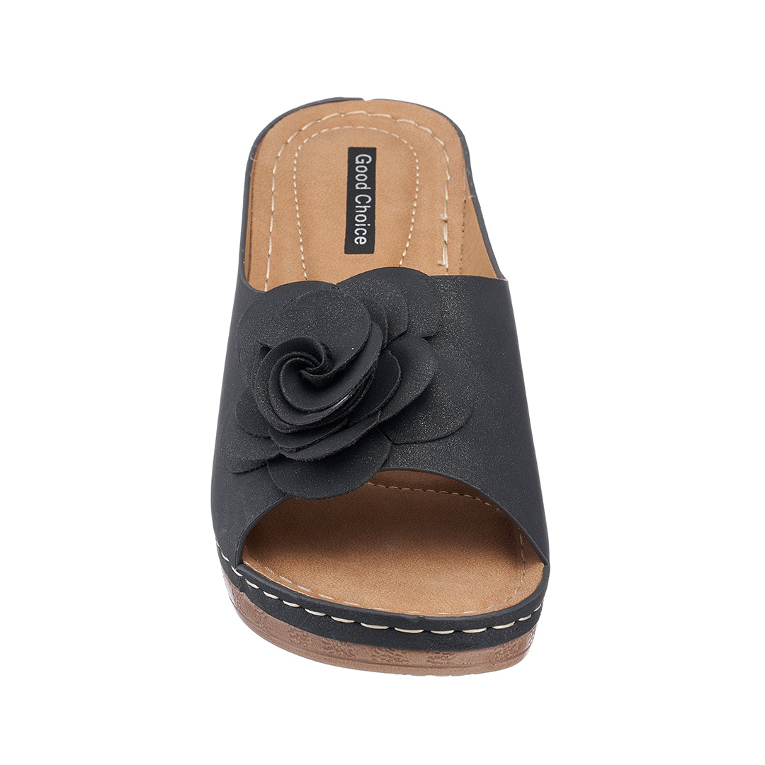 Women's Tokyo Black Wedge Sandals - Glamourous Grace
